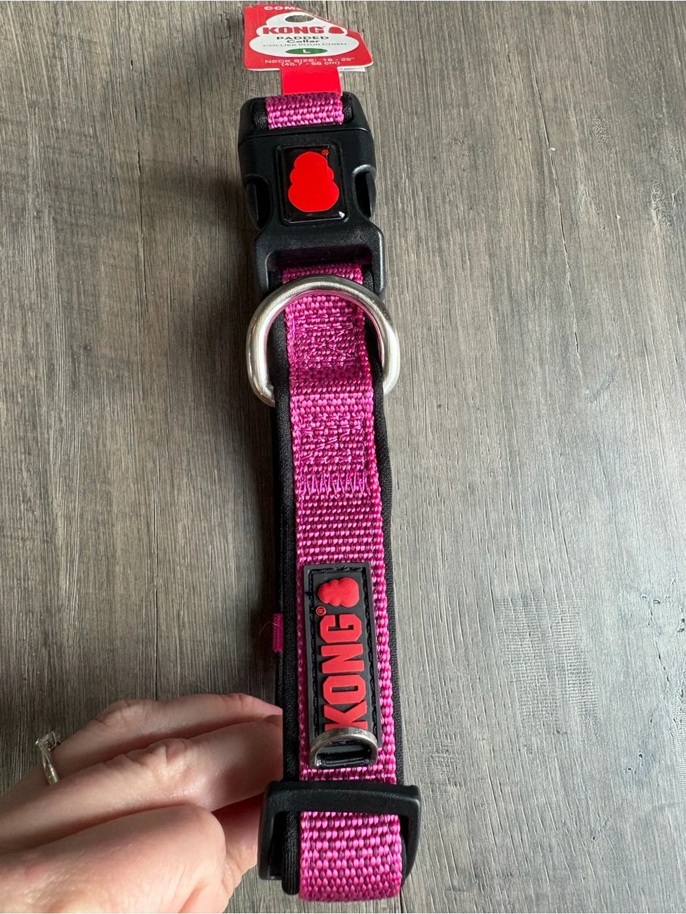 Kong Pink Woven Padded Dog Collar size Large